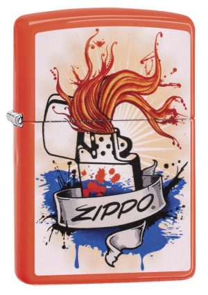 29605 Orange Zippo Spash on a Neon Orange Lighter