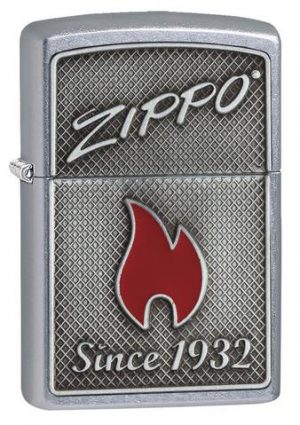 29650 Zippo Flame Since 1932 Emblem Design on a Street Chrome Lighter