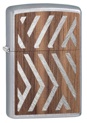 Front view of WOODCHUCK USA Herringbone Sweep Windproof Lighter standing at a 3/4 angle