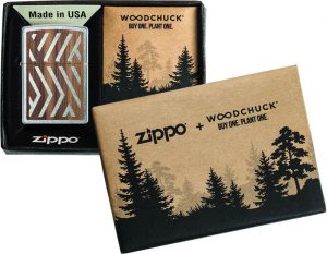 WOODCHUCK USA Herringbone Sweep Windproof Lighter in its packaging