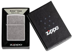 Armor® Antique Silver Plate Windproof Lighter in its packaging