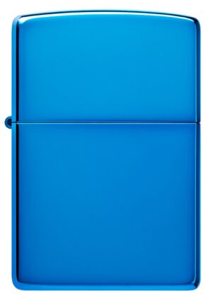 Front view of High Polish Blue Windproof Lighter.