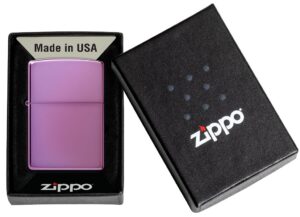 Classic High Polish Purple Windproof Lighter in its packaging
