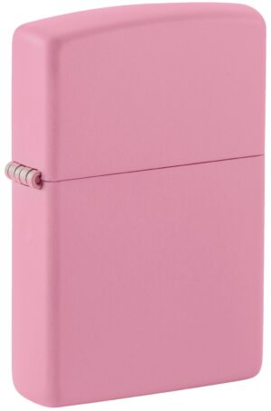 Front shot of Classic Matte Pink Windproof Lighter standing at a 3/4 angle
