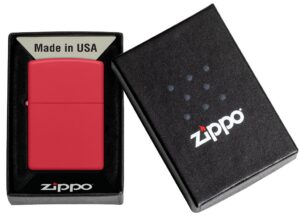 Classic Matte Red Windproof Lighter in its packaging