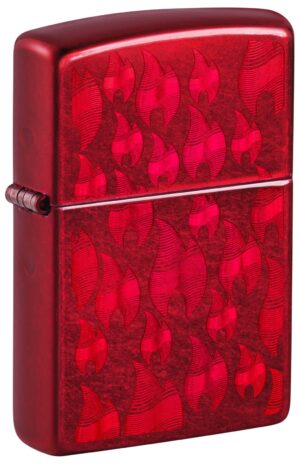 Front shot of Iced Zippo Flame Design Windproof Lighter standing at a 3/4 angle.