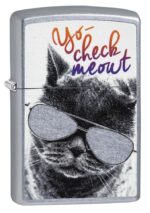 Front shot of Cat with Glasses Windproof Lighter standing at a 3/4 angle