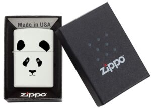 Panda Classic White Matte Windproof Lighter in its packaging