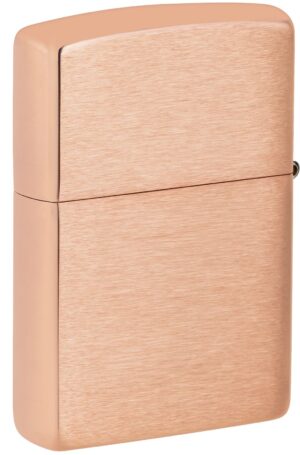 Back shot of Classic Solid Copper Windproof Lighter standing at a 3/4 angle.