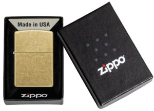 Zippo Street Brass Classic Windproof Lighter in its packaging.