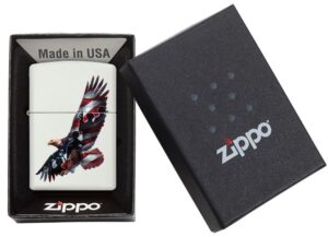 Front view of the Patriotic Eagle Soldiers Lighter in one box packaging