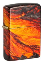 Front shot of Zippo Lava Flow Design Multi Color Windproof Lighter standing at a 3/4 angle.
