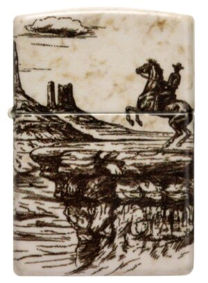 Front view of Wild West Scene Design Windproof Lighter.