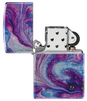 Universe Astro Design Windproof Lighter with its lid open and unlit.